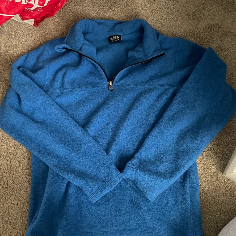 The North Face boys Zip-Up Blue Sweater